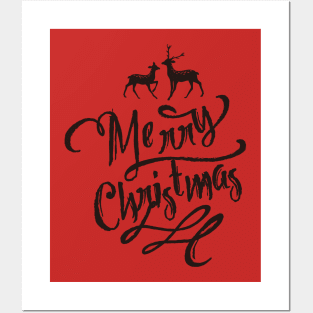 Merry Christmas Reindeers Posters and Art